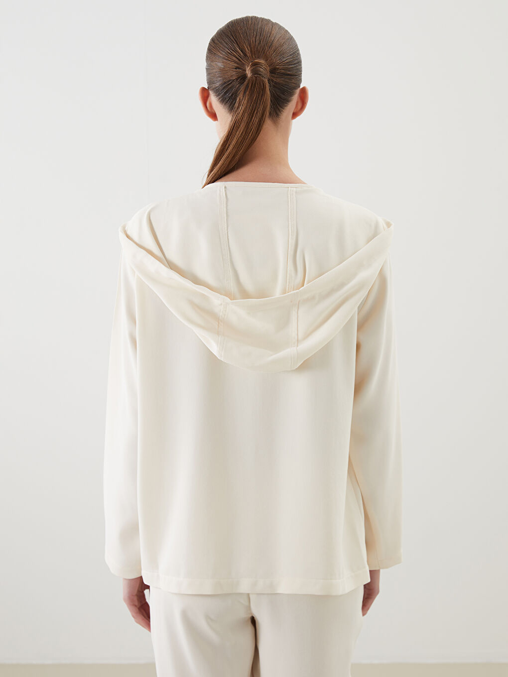 Bej Kapüşonlu Kadın Tunik-3