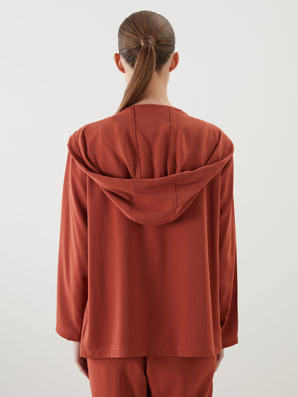 Kahverengi Kapüşonlu Kadın Tunik-3