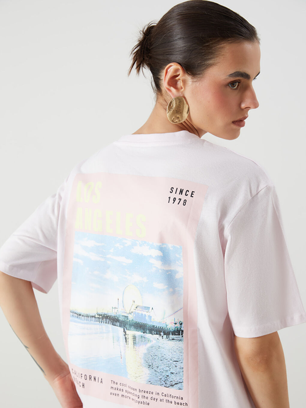 LCW Vision Los Angeles Printed Oversize Women's T-Shirt -S5OK28Z8-FEE