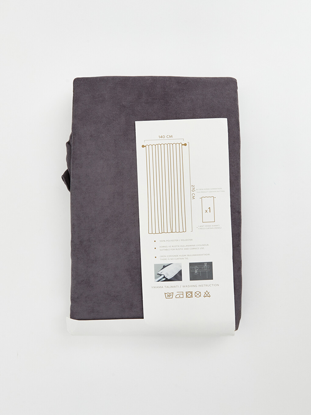Antrasit Fon Perde 270x140 cm-6