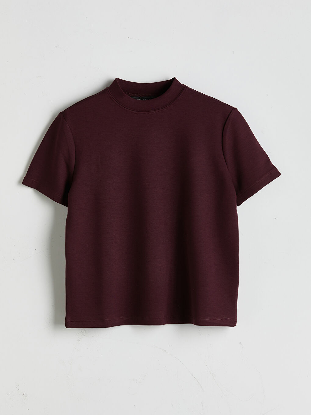 LCW Vision Bordo Dik Yaka Kadın Tişört - 4
