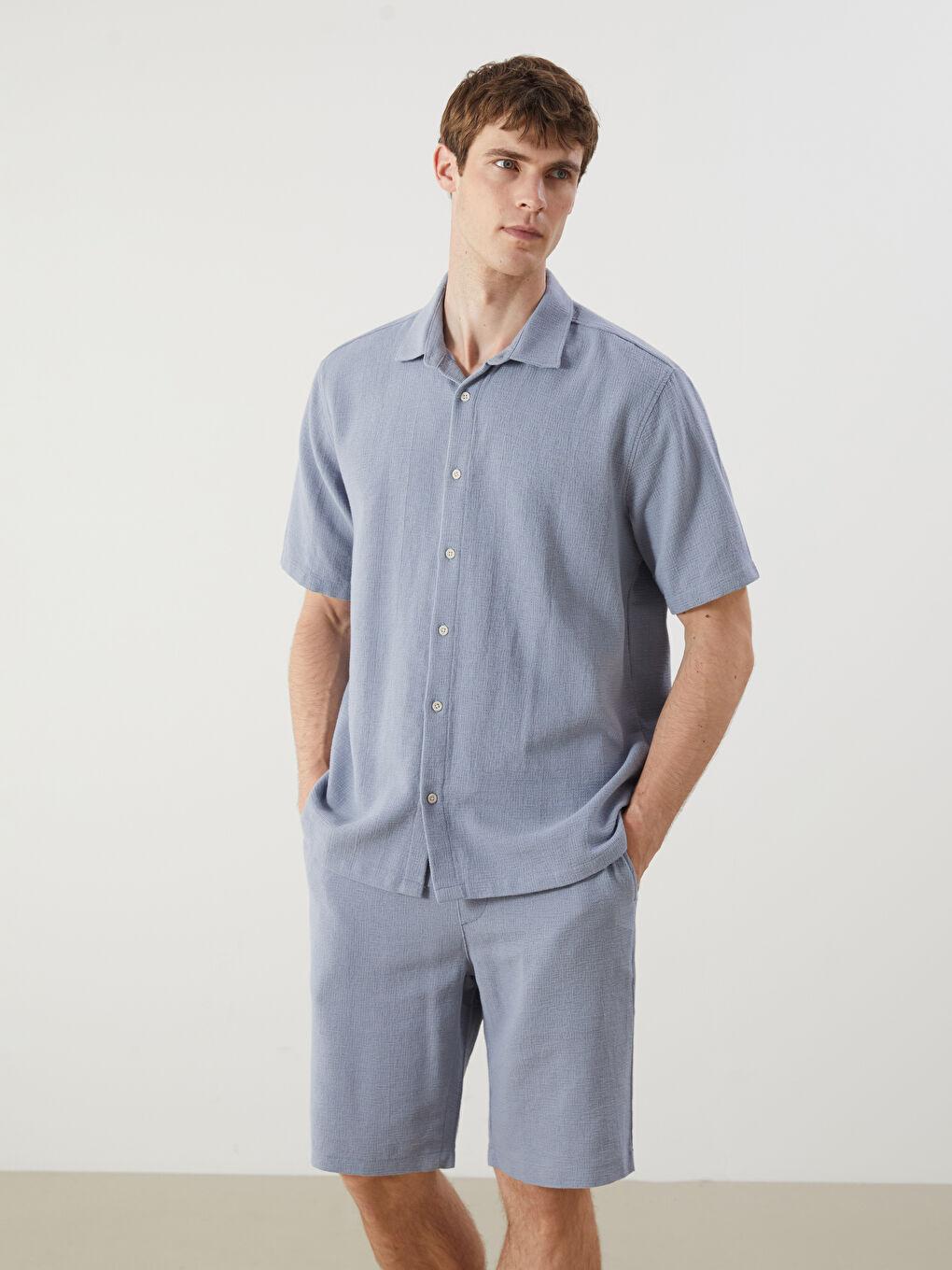 Regular Fit Short Sleeve Dobby Men's Shirt -S5OK72Z8-UCK