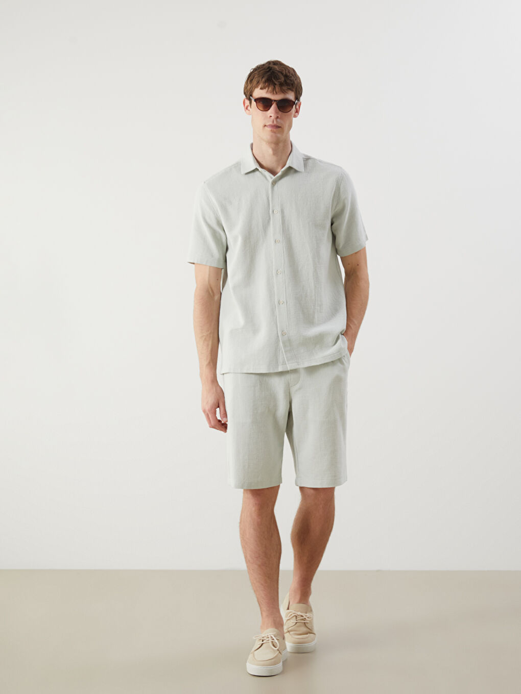 Regular Fit Short Sleeve Dobby Men's Shirt -S5OK72Z8-VYW