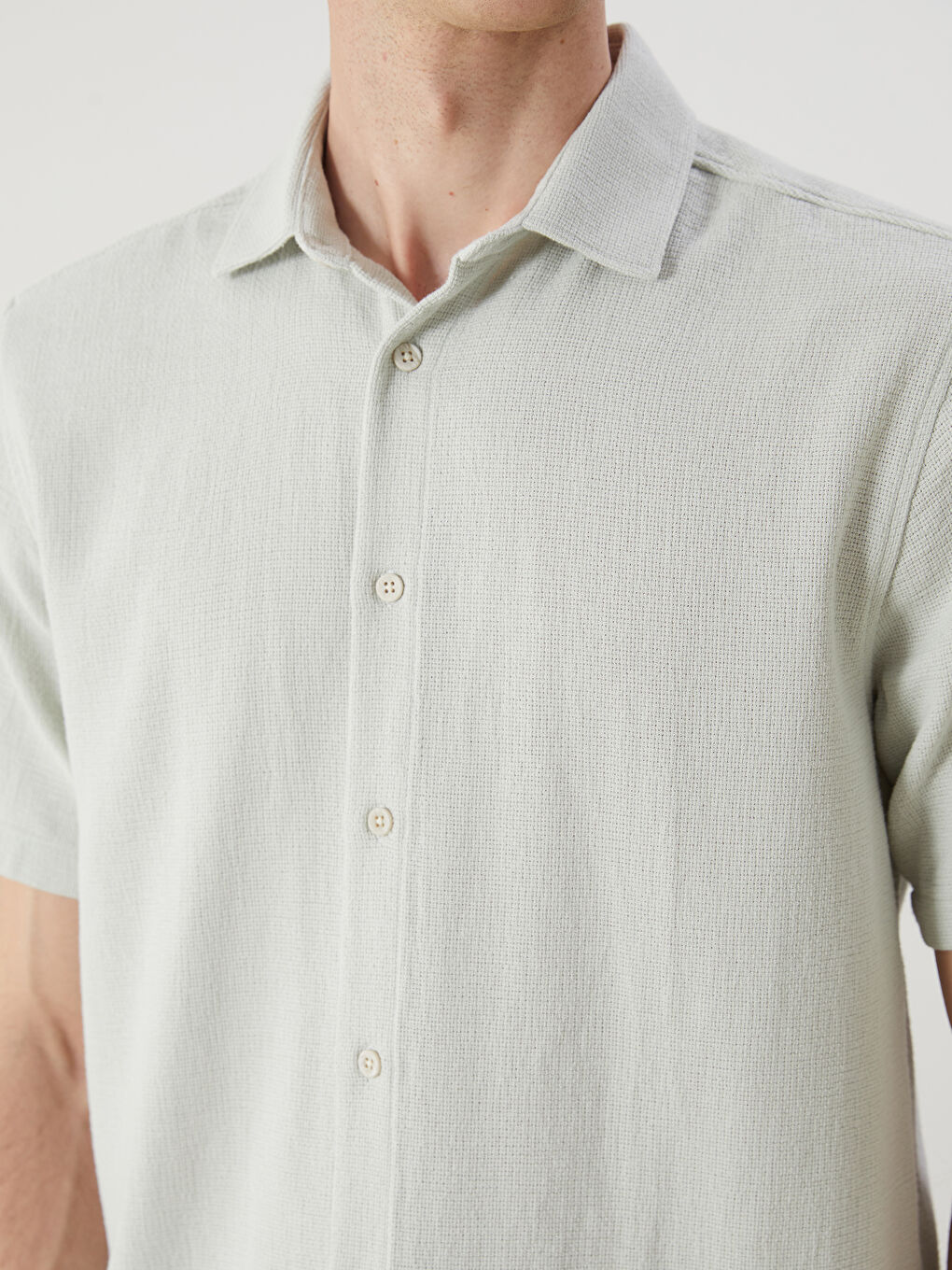 Regular Fit Short Sleeve Dobby Men's Shirt -S5OK72Z8-VYW
