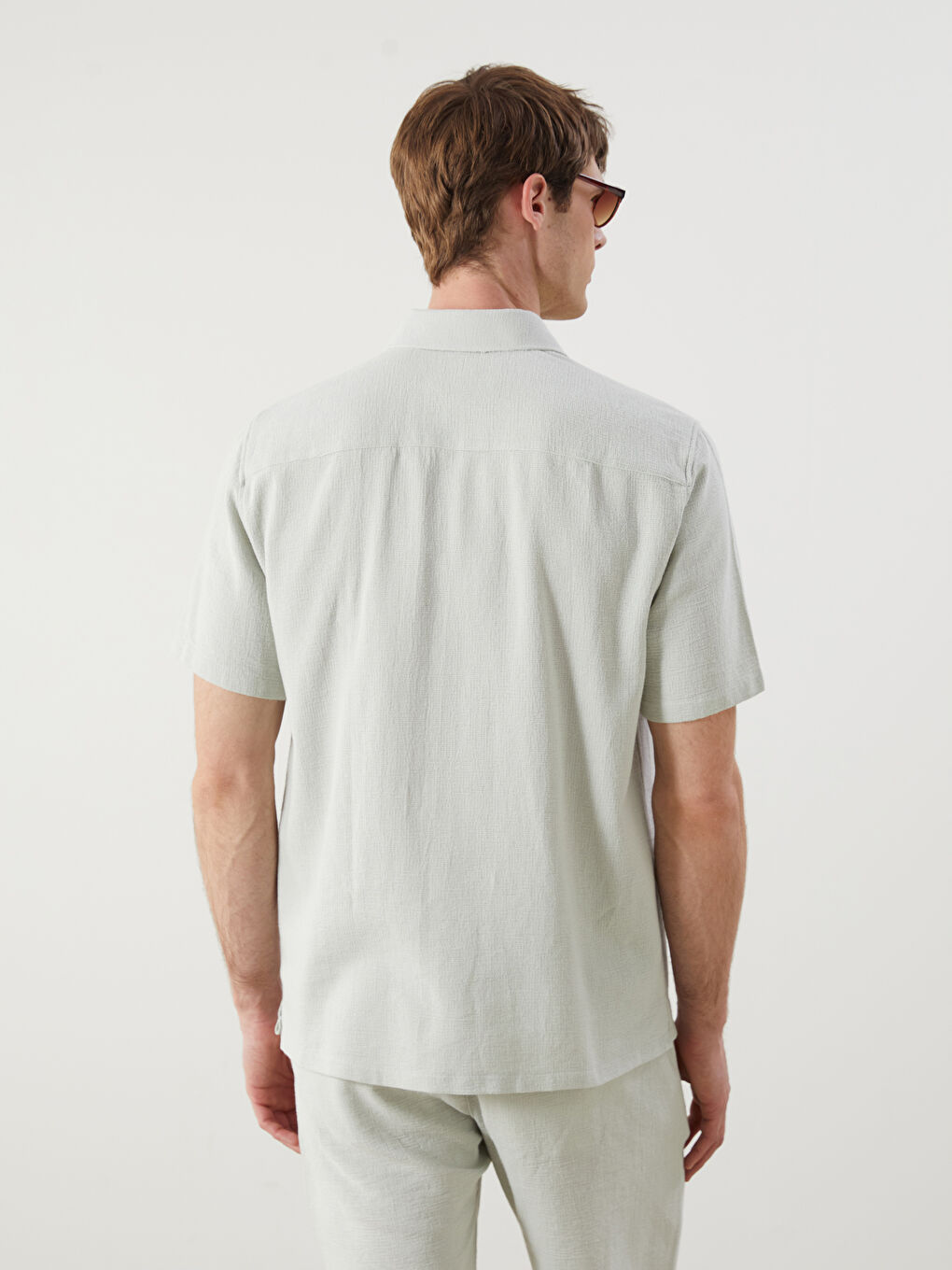 Regular Fit Short Sleeve Dobby Men's Shirt -S5OK72Z8-VYW