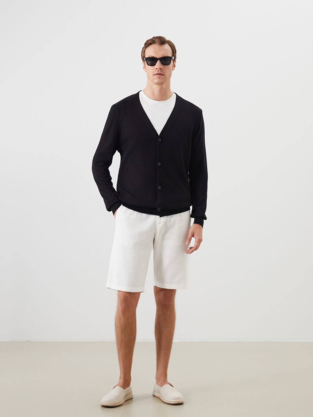 Standard Fit V Neck Men's Knitwear Cardigan -S5OK73Z8-CVL