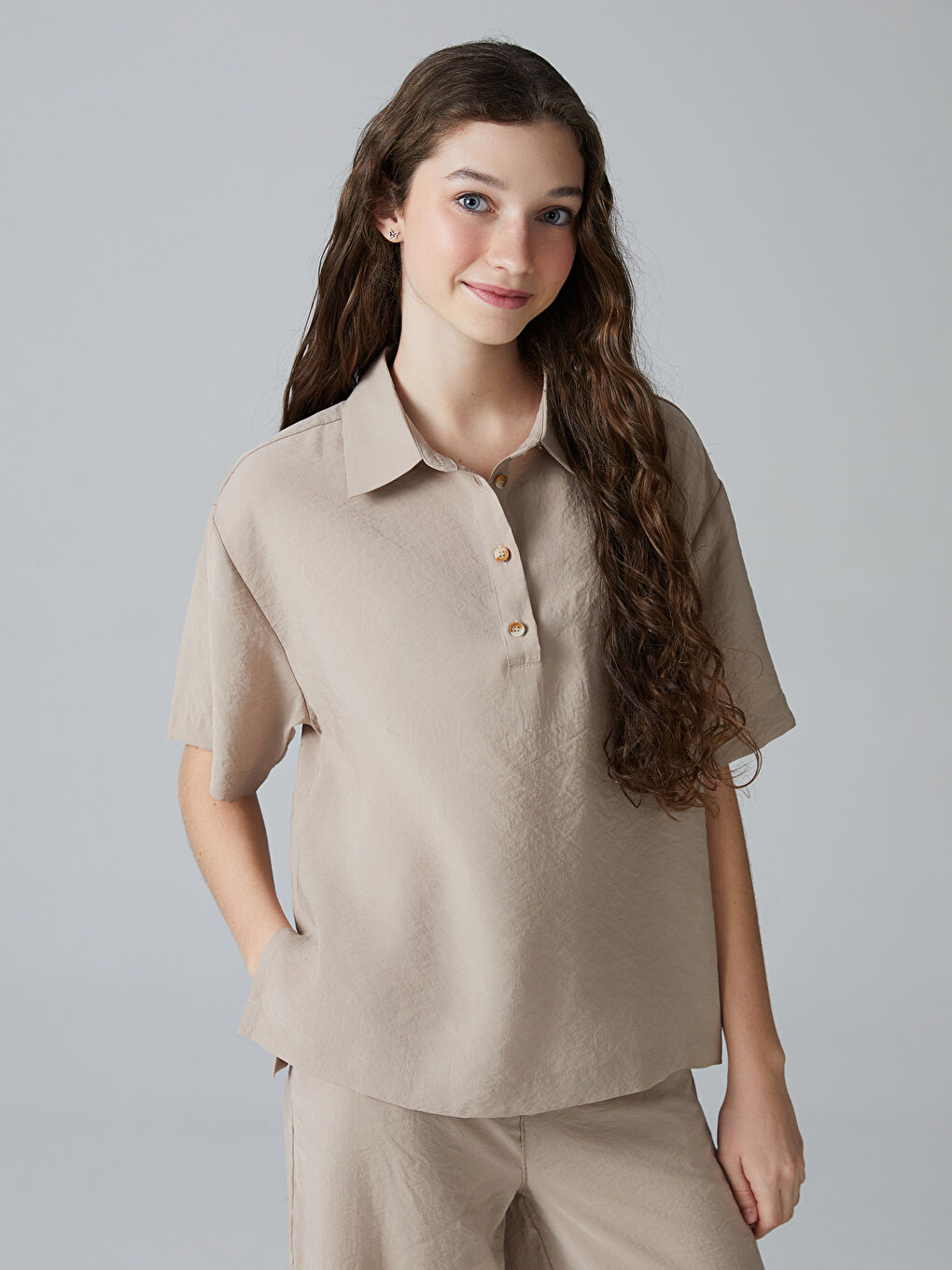 Teenage Girl BEIGE Blouse -S5OK77Z4-GHA