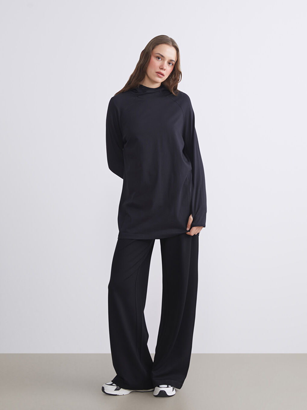 LCW Modest Elasticated Waist Wide Leg Women's Sweatpants -S5OK82Z8-CVL