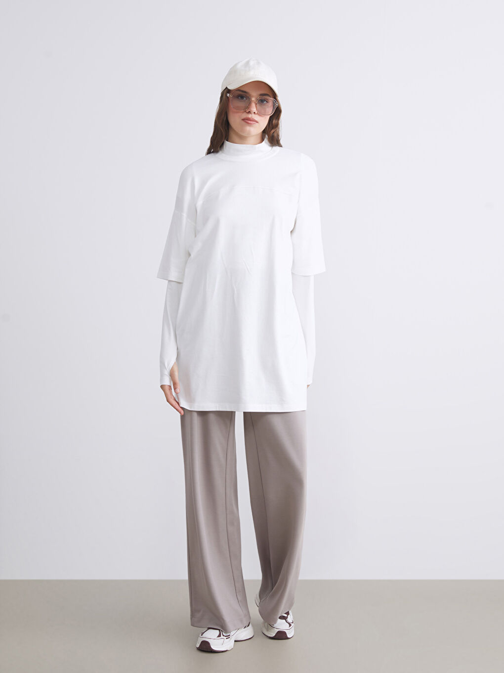 LCW Modest Elasticated Waist Wide Leg Women's Sweatpants -S5OK82Z8-GK0