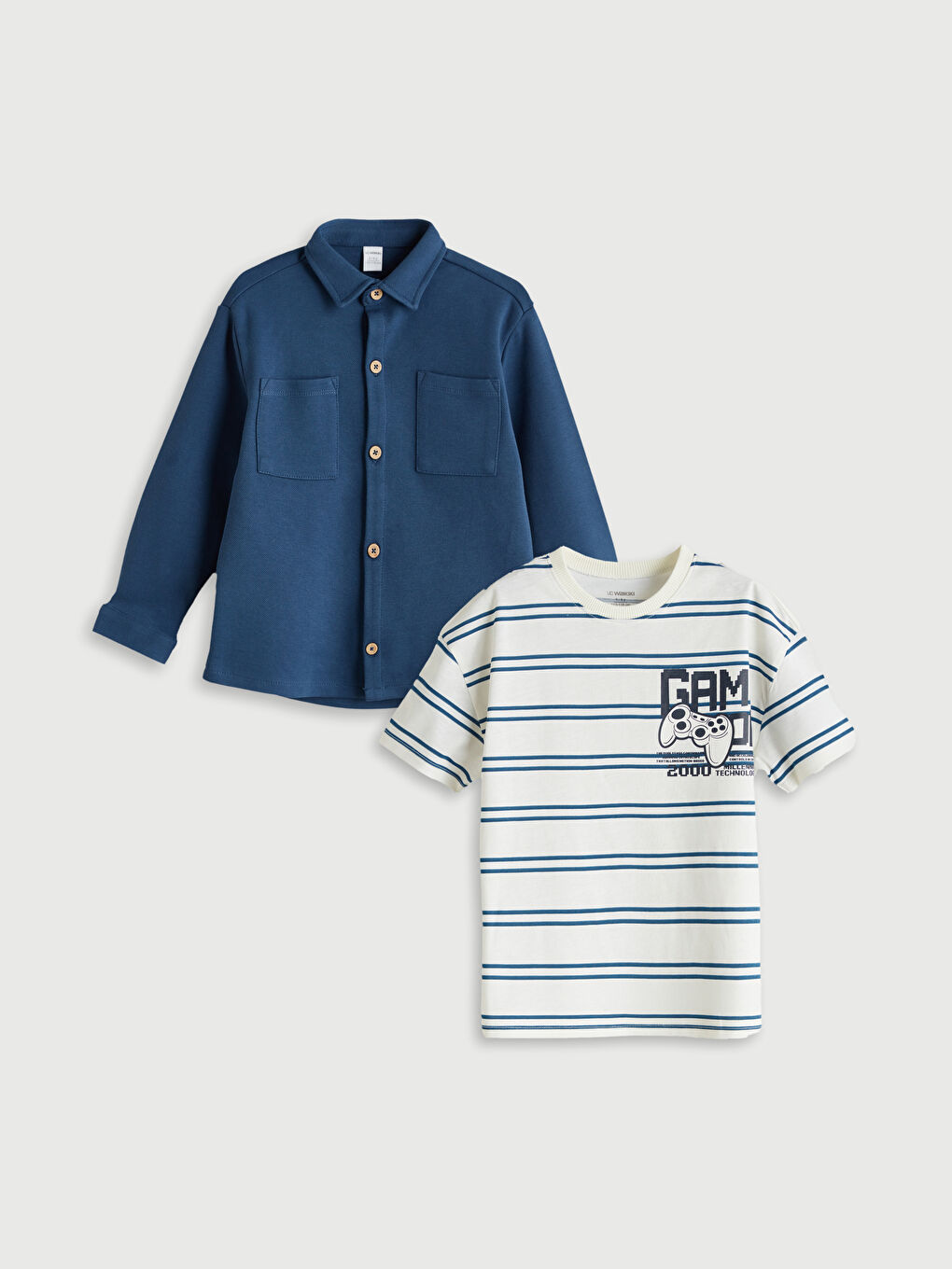 LCW Kids Indigo Erkek Çocuk Gömlek ve Tişört 2'li