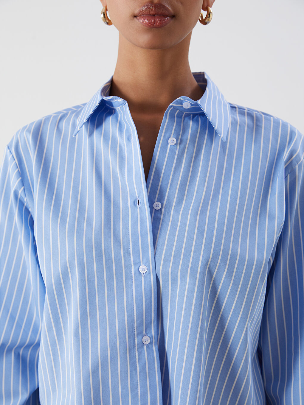Striped Crop Women's Shirt -S5OL21Z8-LEN