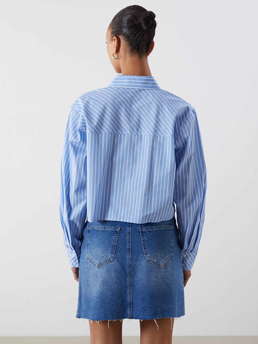 Striped Crop Women's Shirt -S5OL21Z8-LEN