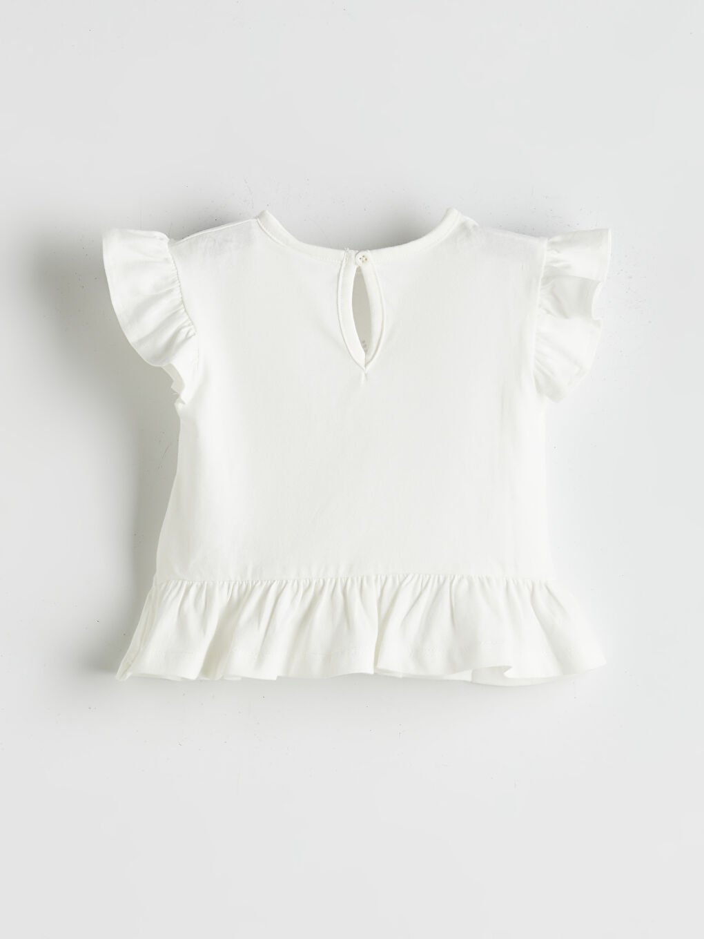 Ekru Bisiklet Yaka Fırfırlı Kız Çocuk Bluz-1