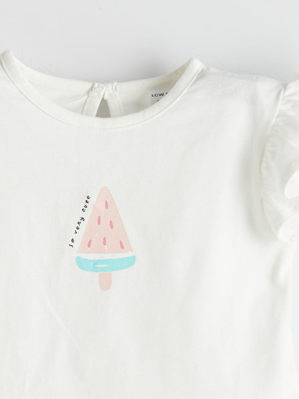 Ekru Bisiklet Yaka Fırfırlı Kız Çocuk Bluz-2