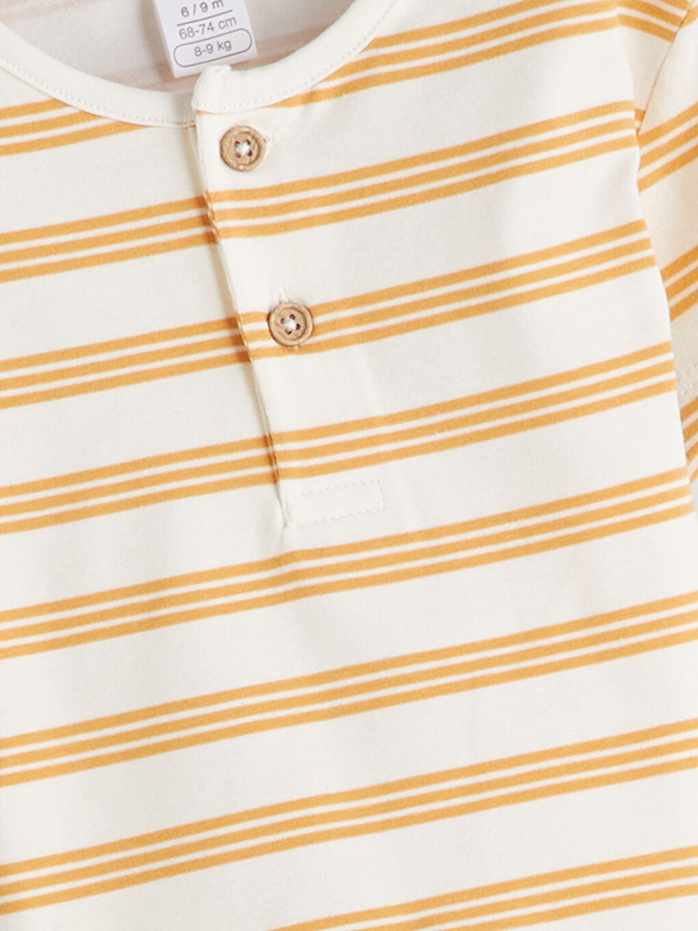 Ekru Çizgili Erkek Bebek Tişört-1