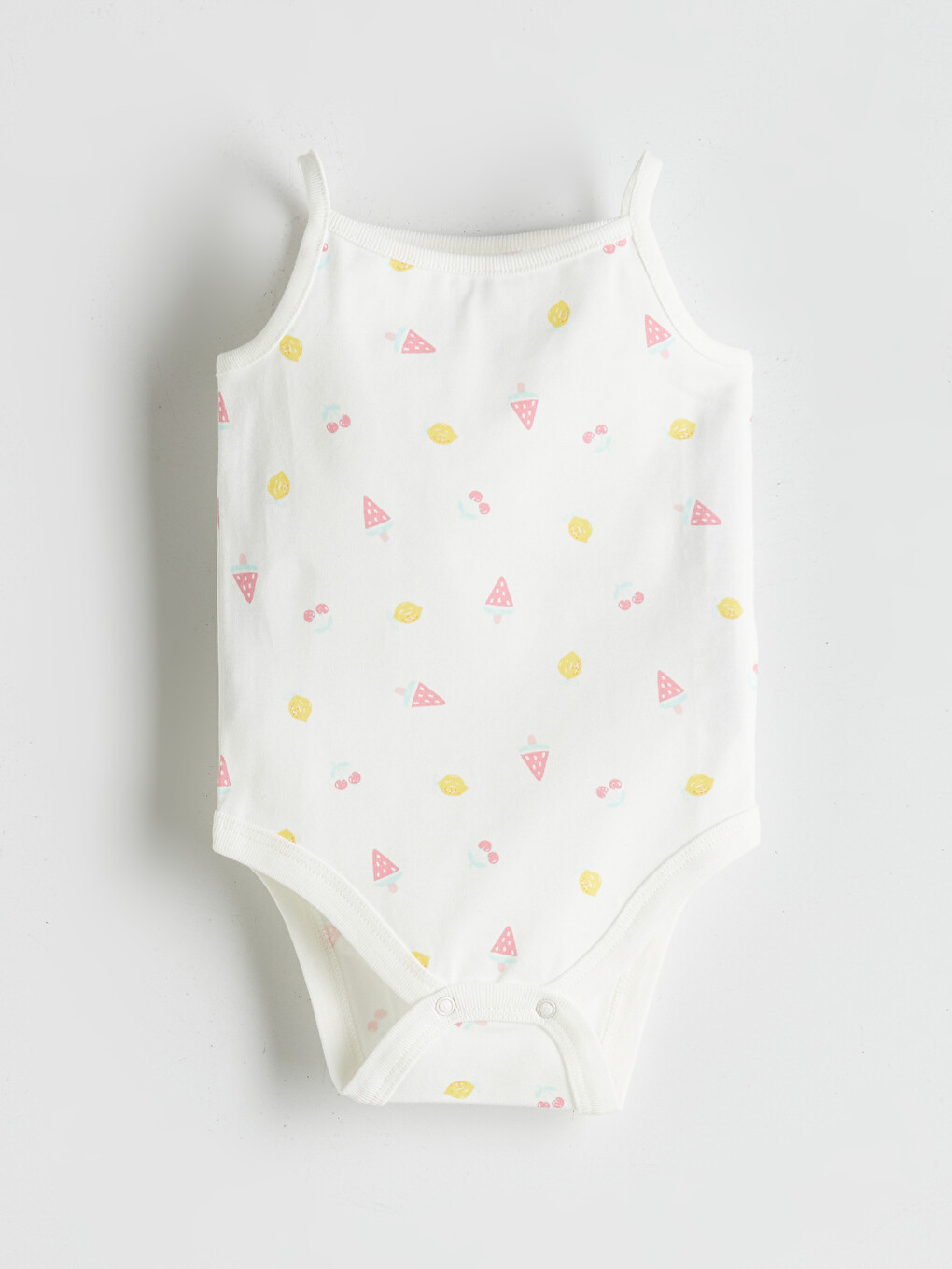 Ekru Baskılı Kız Bebek Çıtçıtlı Body
