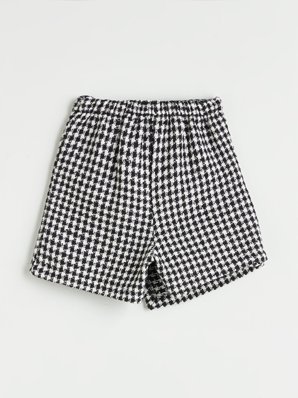 Siyah Beli Lastikli Kazayağı Desenli Kız Çocuk Şort Etek-1