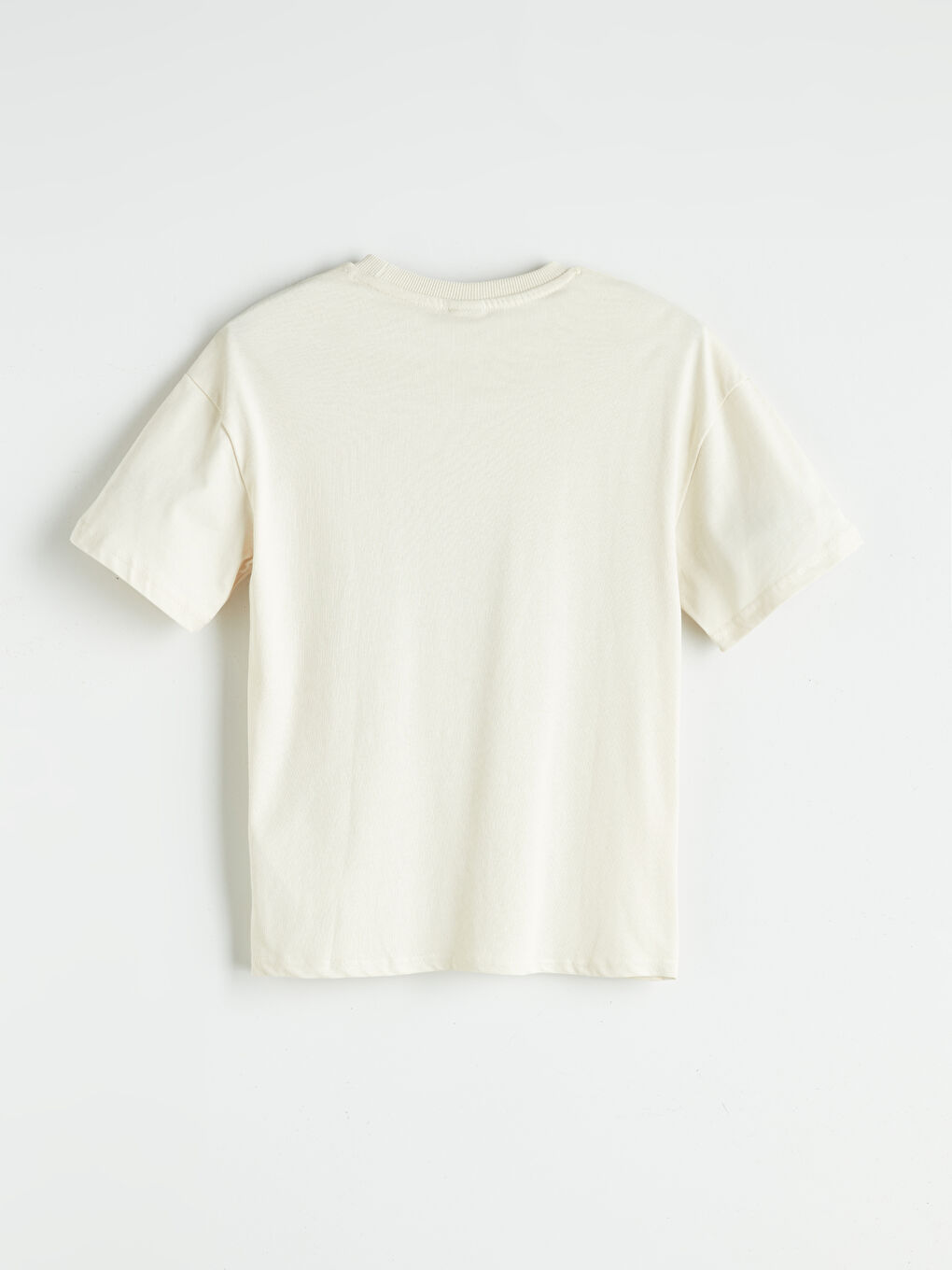 Bej Bisiklet Yaka Erkek Çocuk Tişört-1