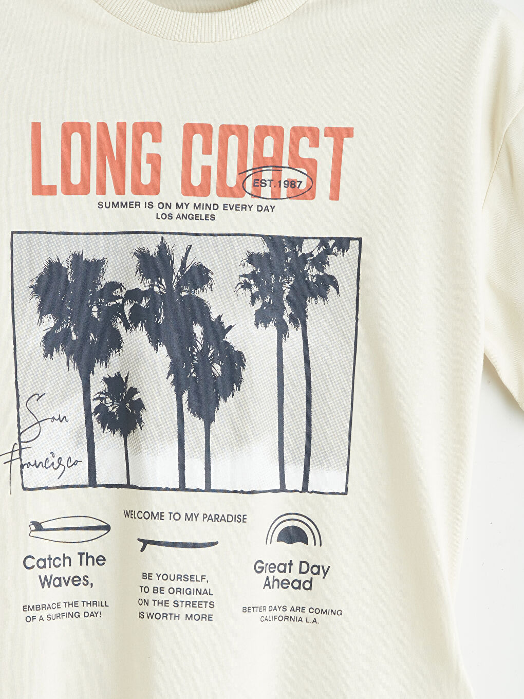 Bej Bisiklet Yaka Erkek Çocuk Tişört-2