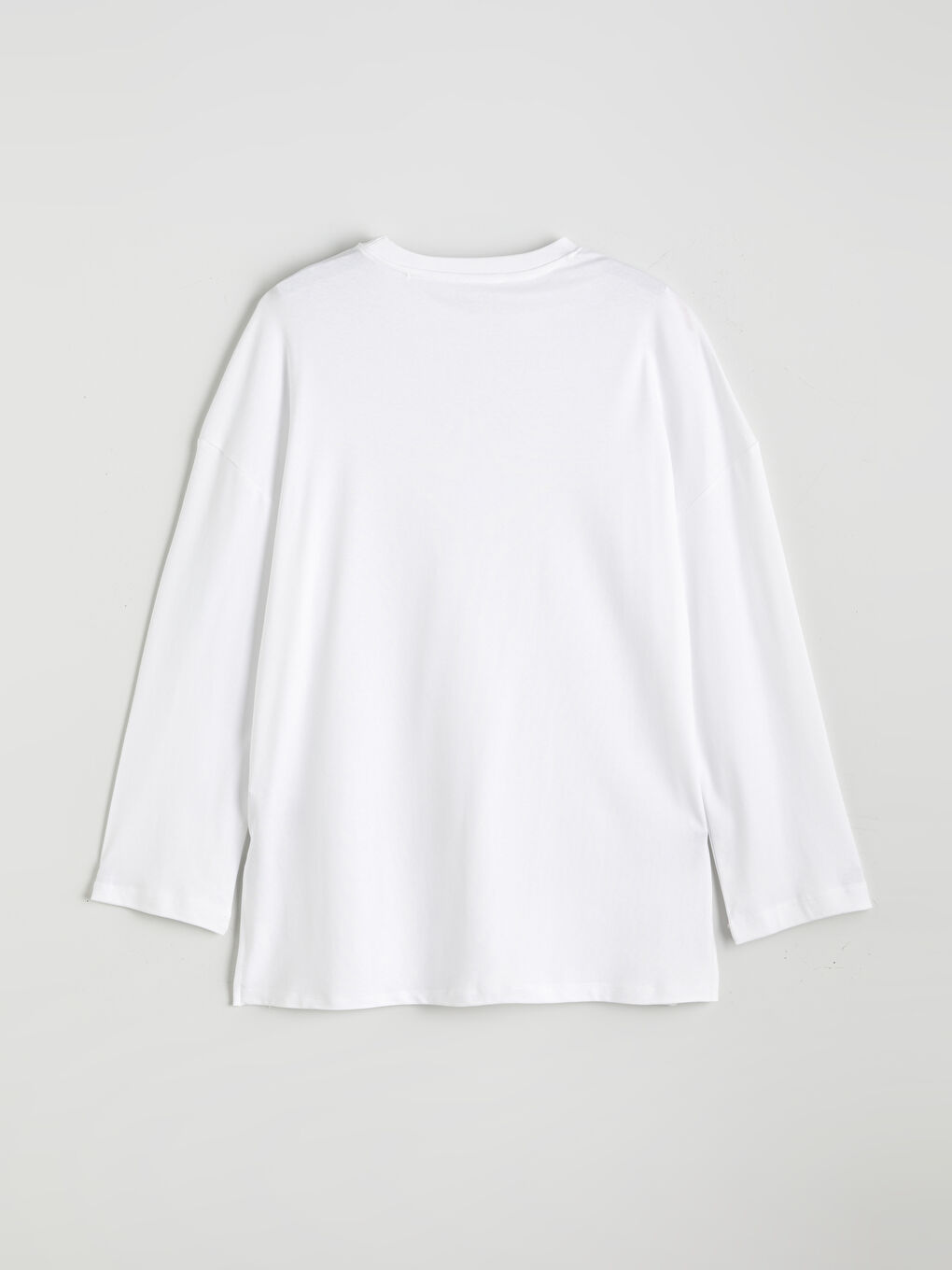 Ekru Bisiklet Yaka Baskılı Kadın Tişört-5