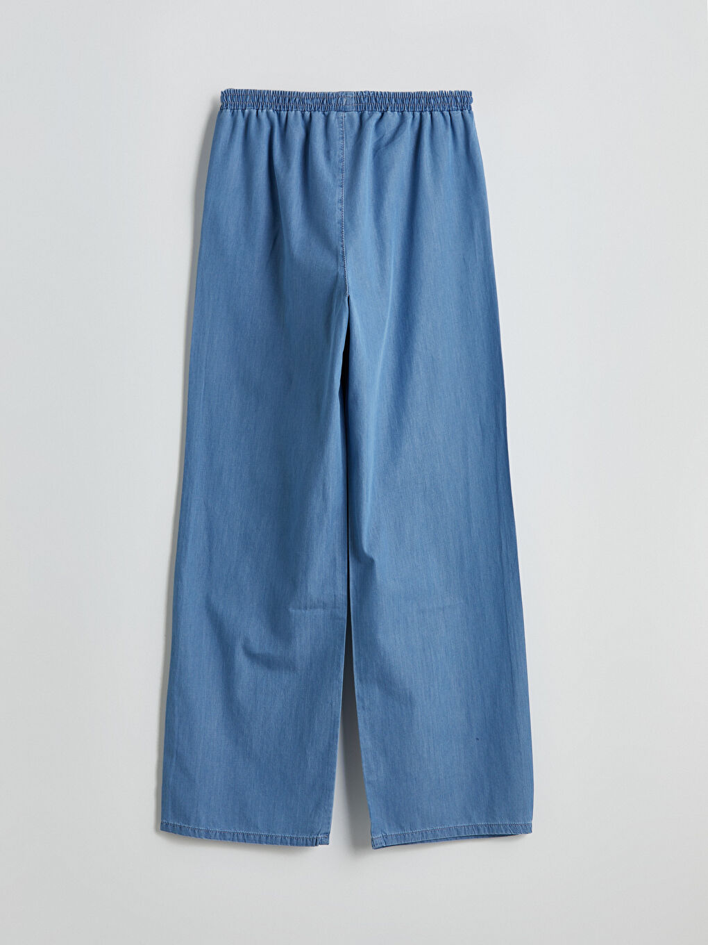 Mavi Beli Lastikli Wideleg Kadın Jean Pantolon-5