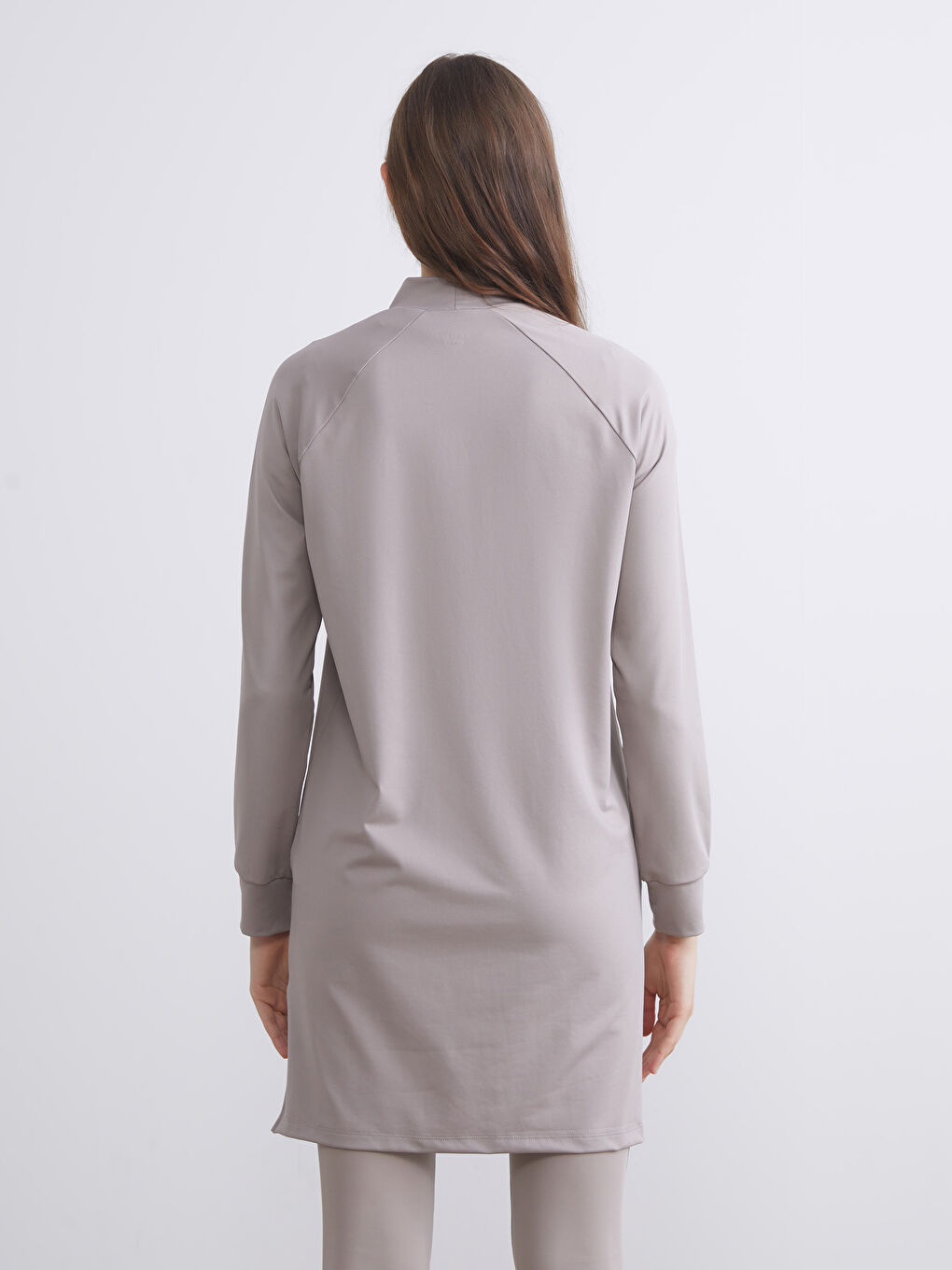 Kahverengi Dik Yaka Kadın Tunik-3