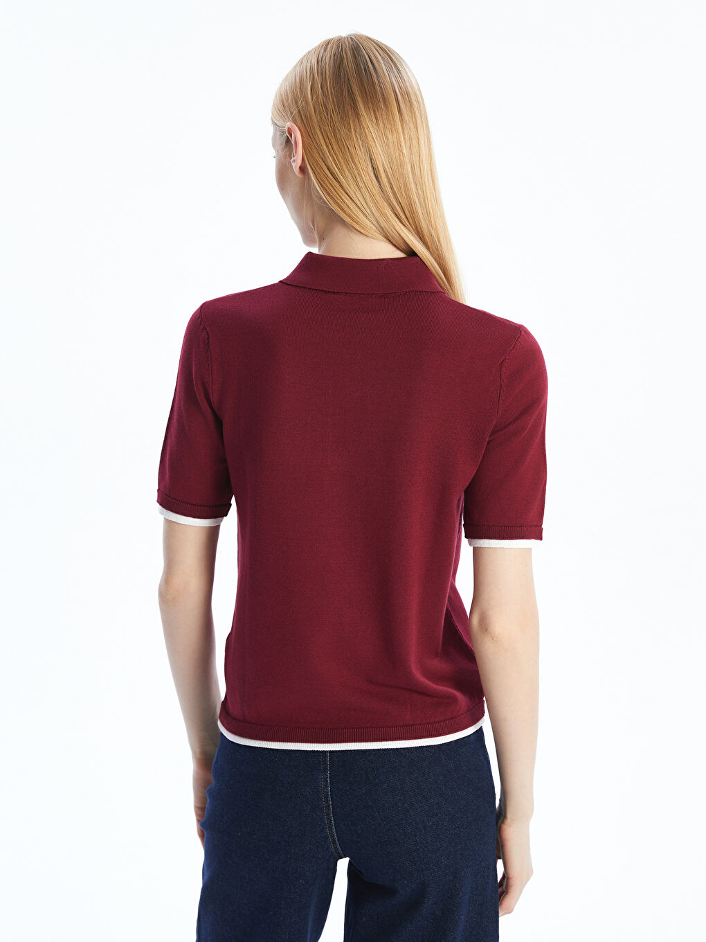 Polo Neck Regular Long Sleeve Women's Tricot Sweater -S5OM38Z8-HJC