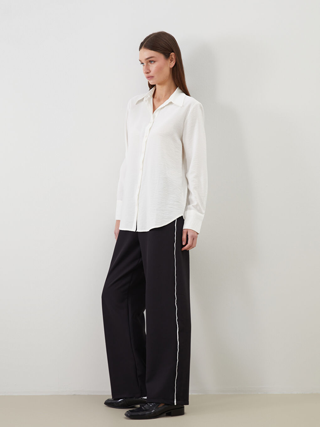 Wide Leg Women Trousers With Elastic Waist -S5OM39Z8-CVL