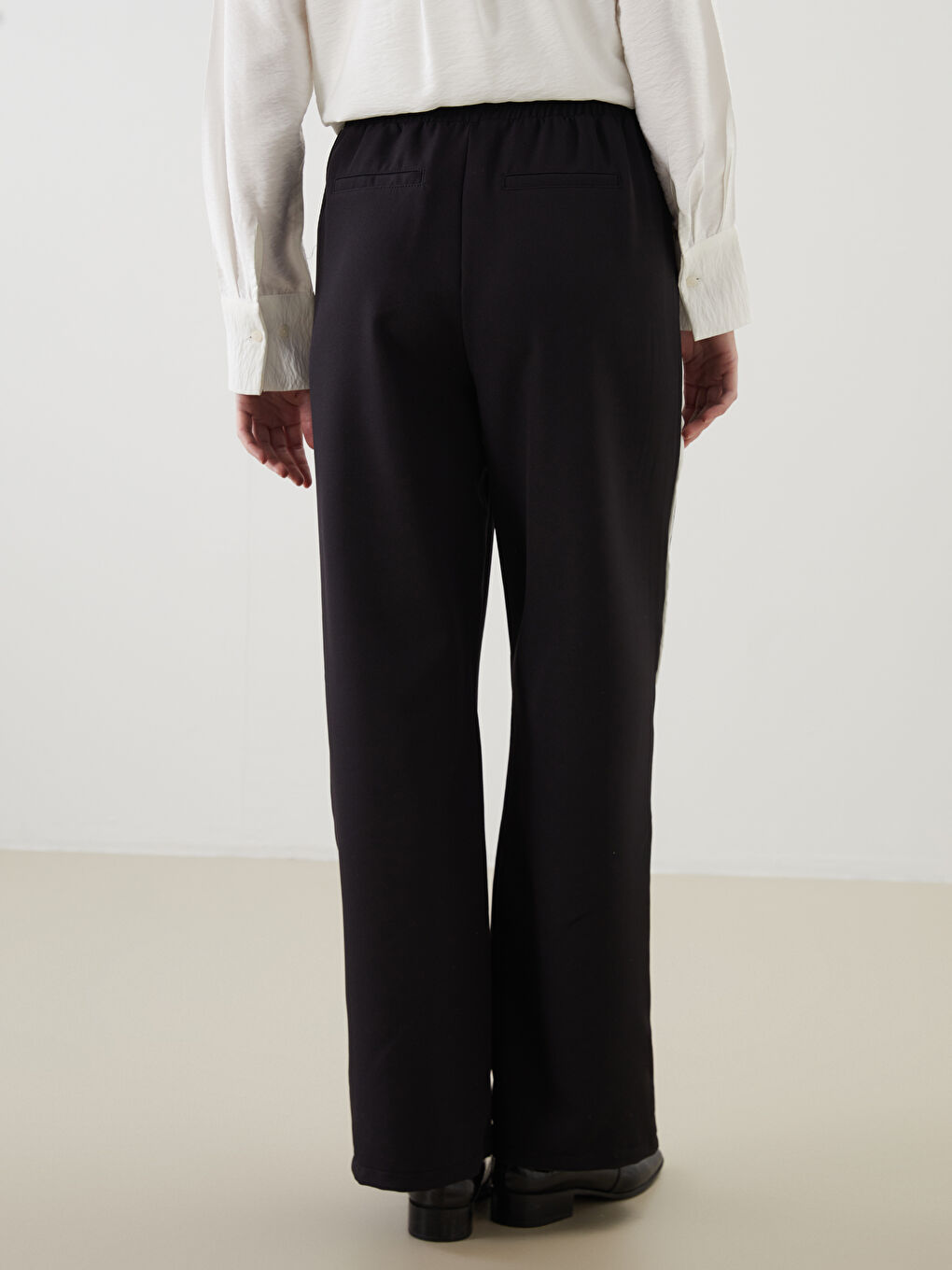 Wide Leg Women Trousers With Elastic Waist -S5OM39Z8-CVL