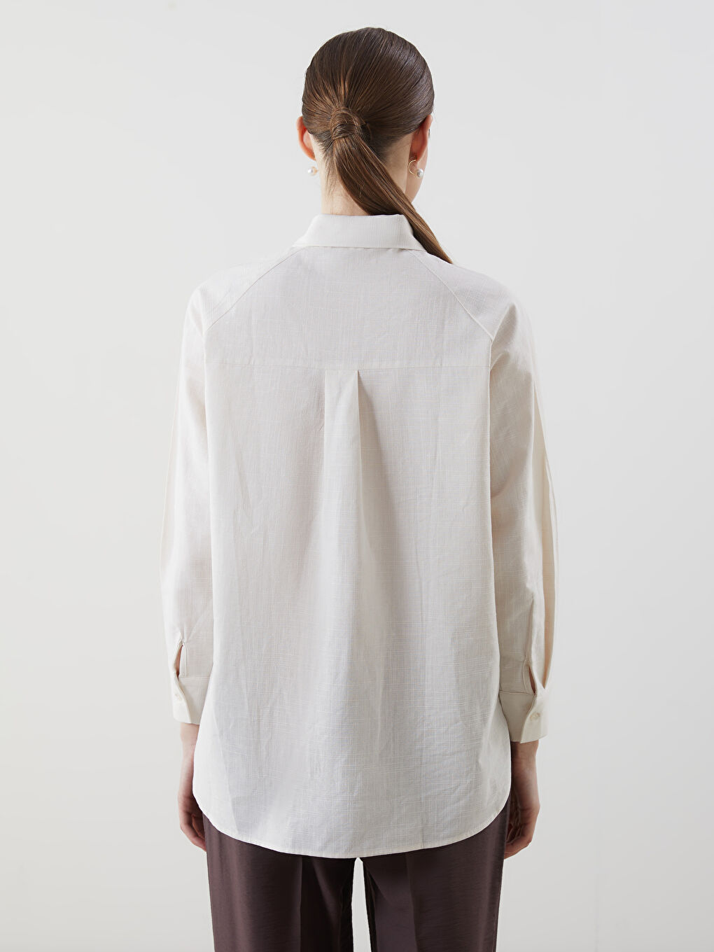 LCW Modest Bej Oversize Kadın Gömlek Tunik - 3