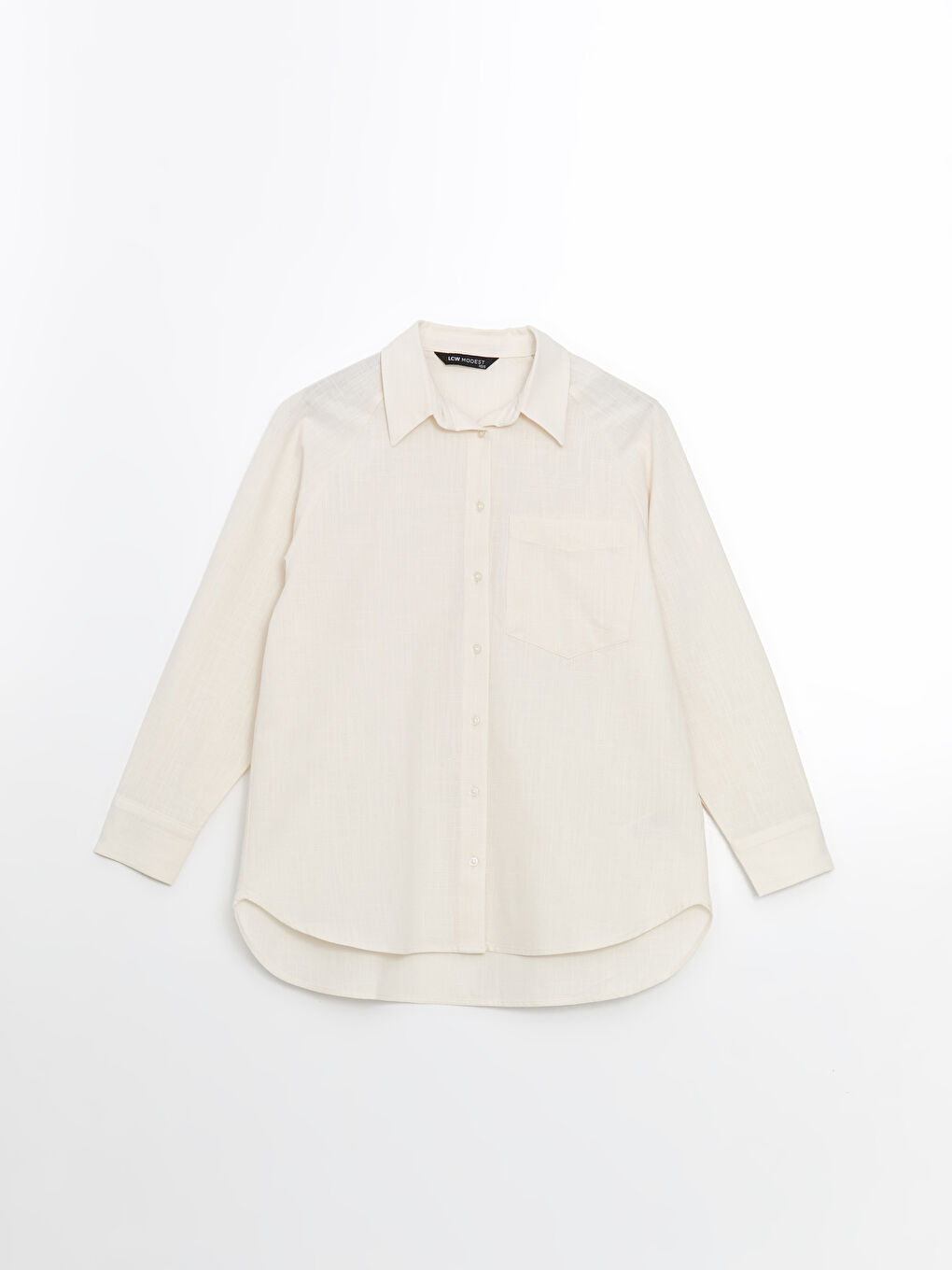 LCW Modest Bej Oversize Kadın Gömlek Tunik - 4