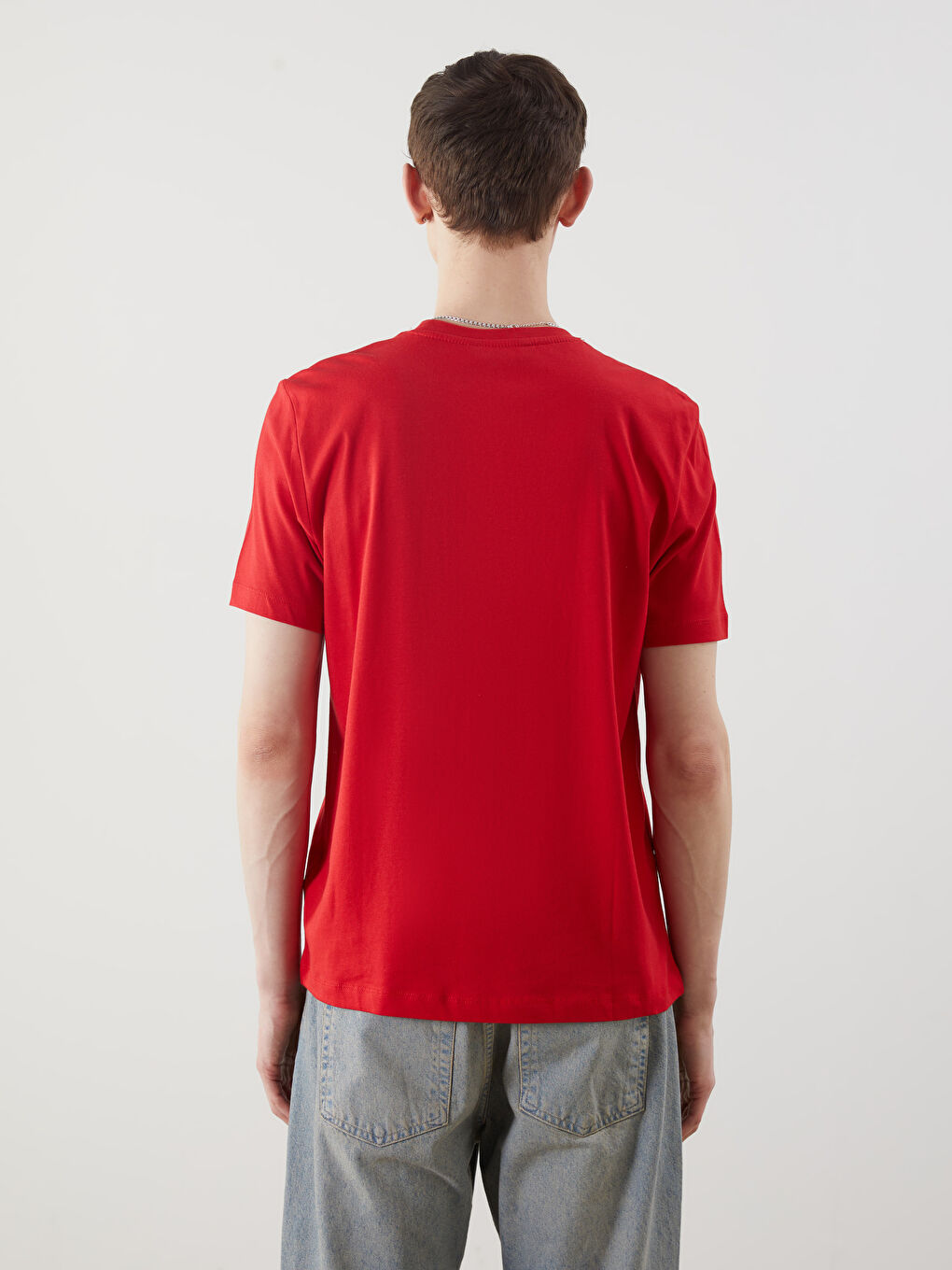 Kırmızı Bisiklet Yaka Atatürk İmzası Baskılı Erkek Tişört-3