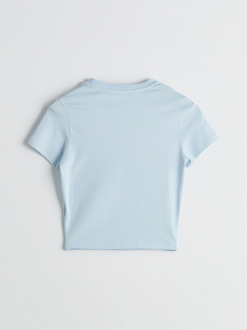 Mavi Bisiklet Yaka Köpek Baskılı Kadın Crop-5