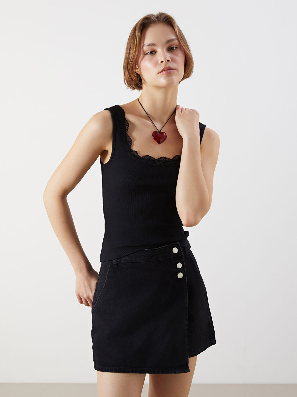 U Neck Lace Detailed Women's Tank Top -S5ON09Z8-CVL