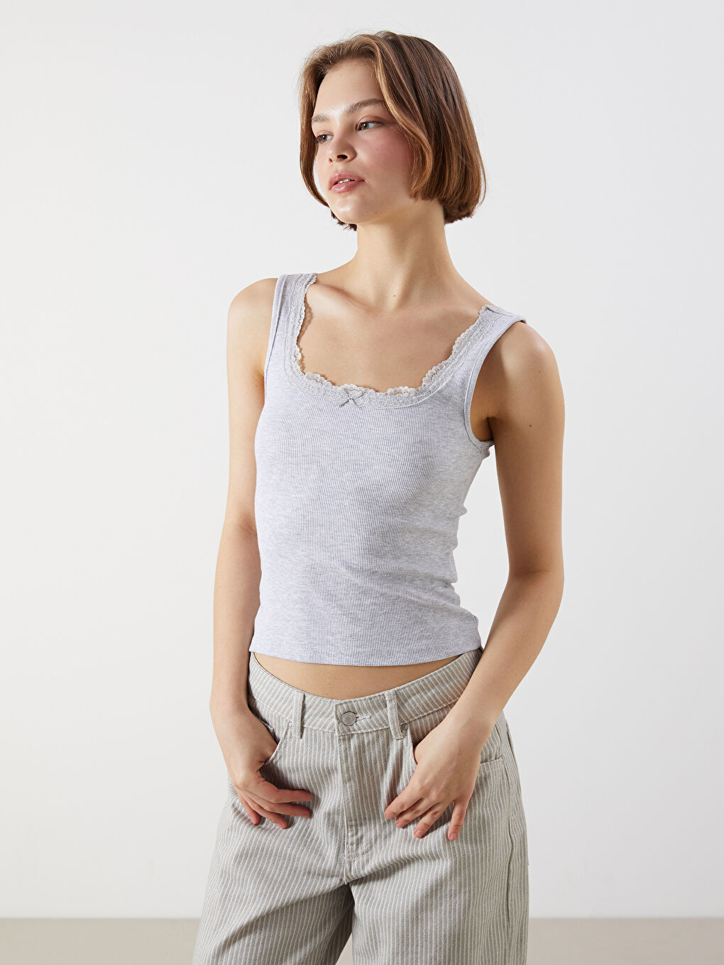 XSIDE U Neck Lace Detailed Women's Tank Top -S5ON09Z8-CY9