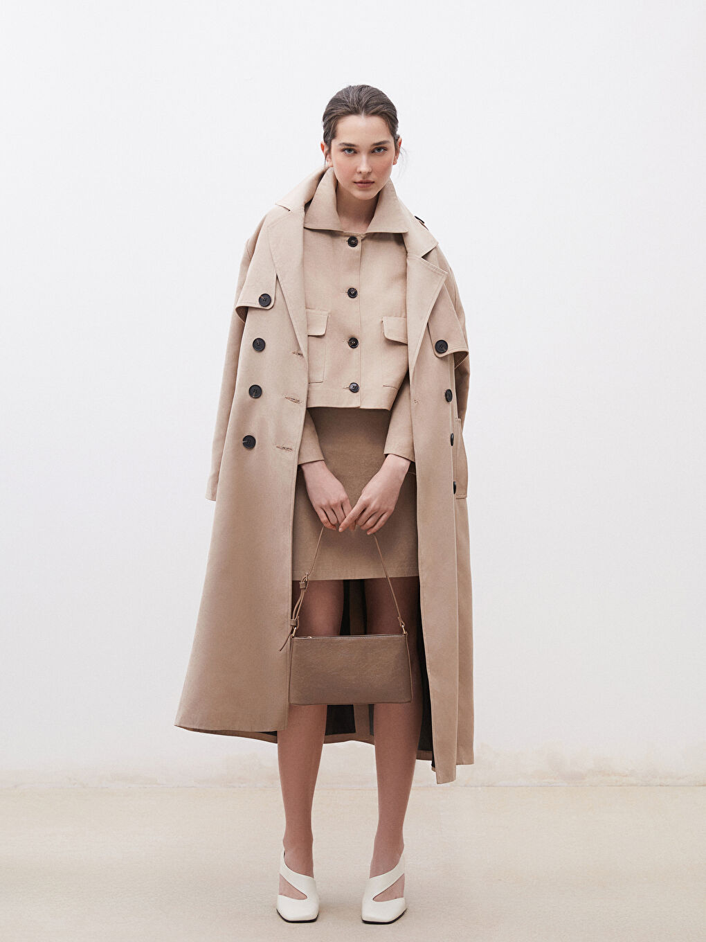 Kahverengi Deri Görünümlü Kadın Kol Çantası-1