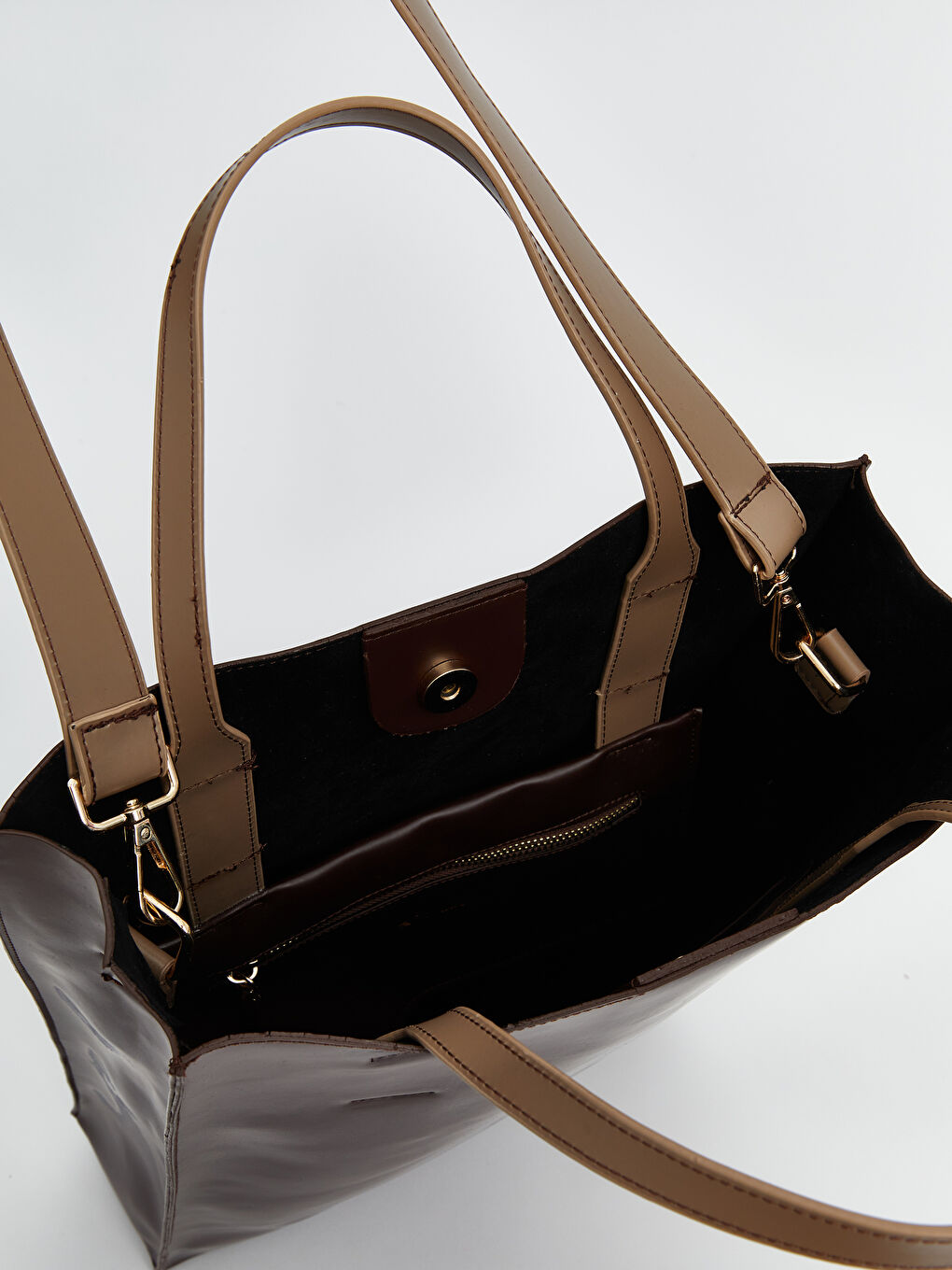 Kahverengi Deri Görünümlü Kadın Kol Çantası-4