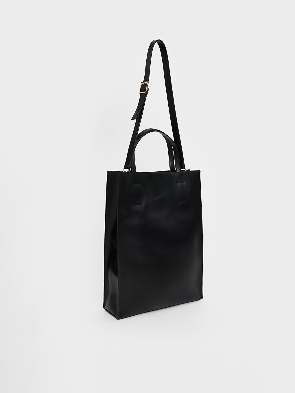 Siyah Deri Görünümlü Kadın Kol Çantası-4