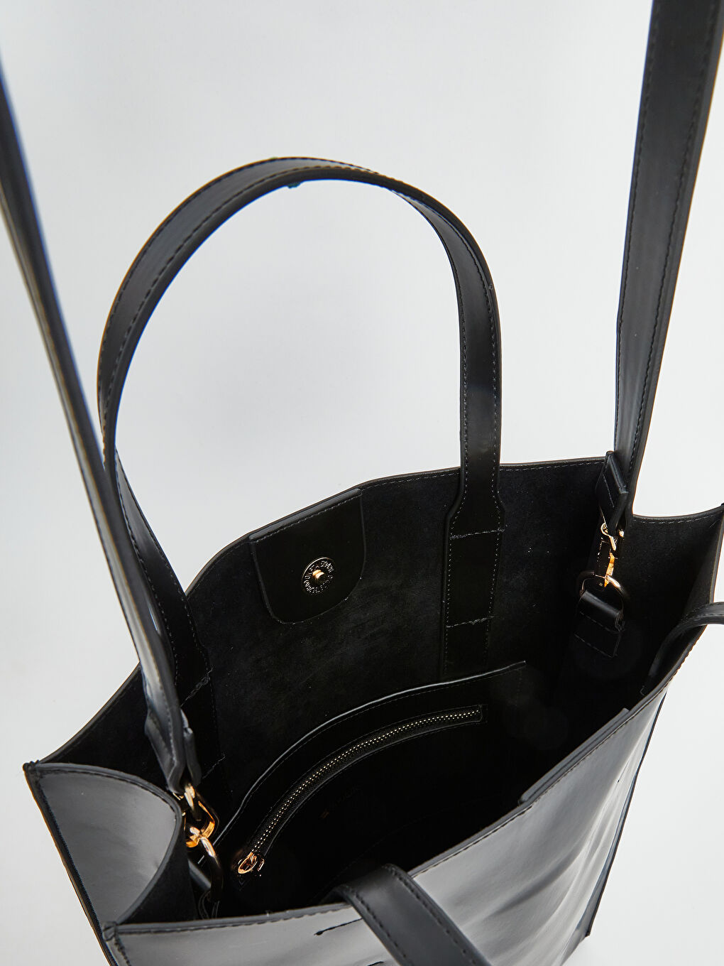 Siyah Deri Görünümlü Kadın Kol Çantası-5