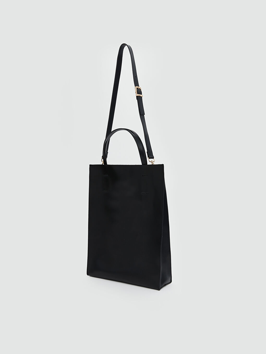 Siyah Deri Görünümlü Kadın Kol Çantası-6