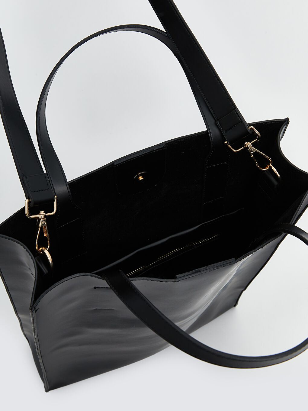 Siyah Deri Görünümlü Kadın Kol Çantası-8