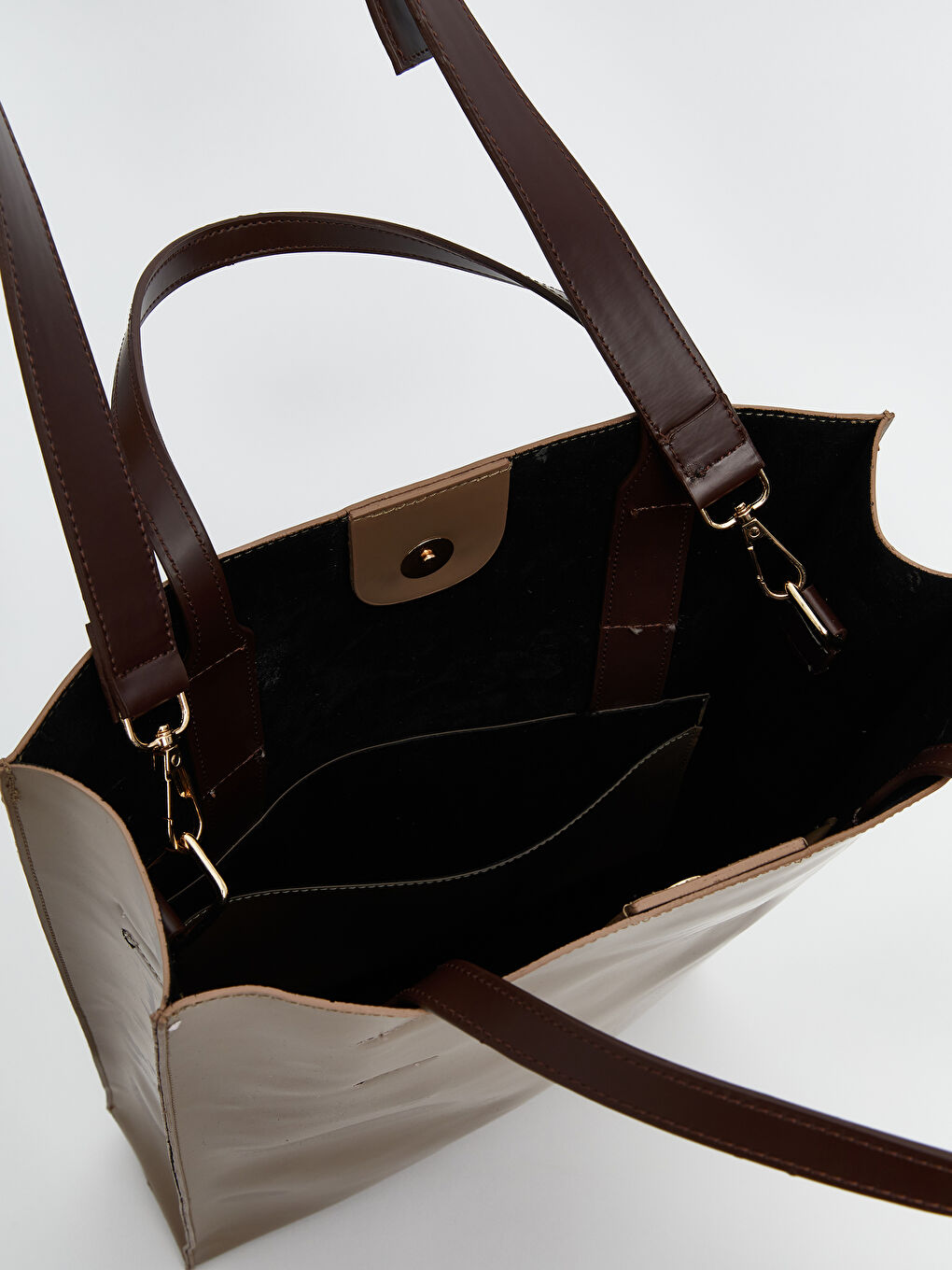 Kahverengi Deri Görünümlü Kadın Kol Çantası-5