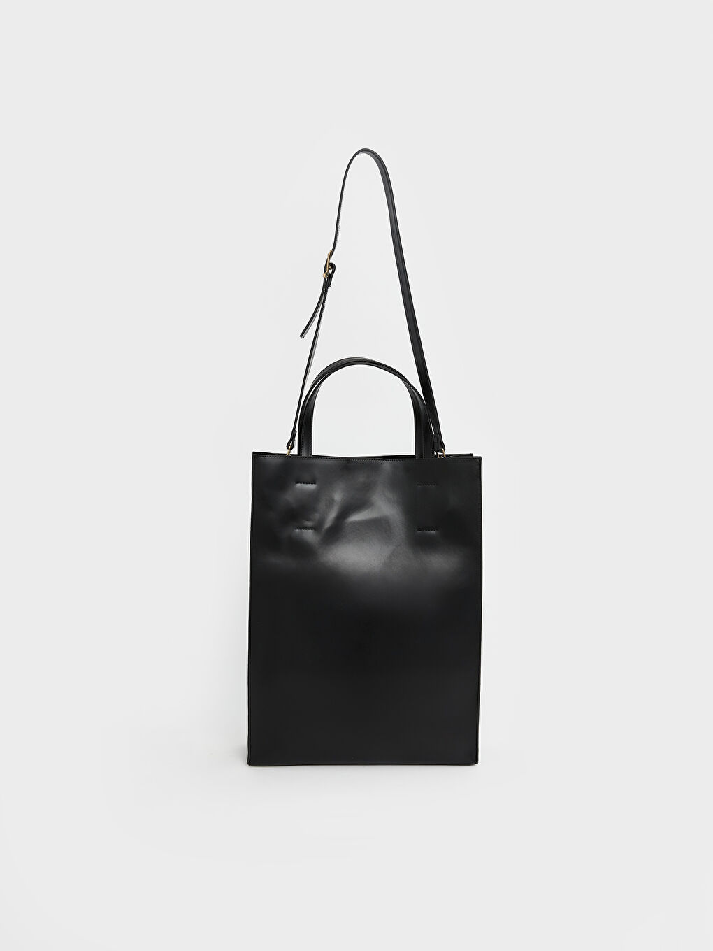 Siyah Deri Görünümlü Kadın Kol Çantası-2