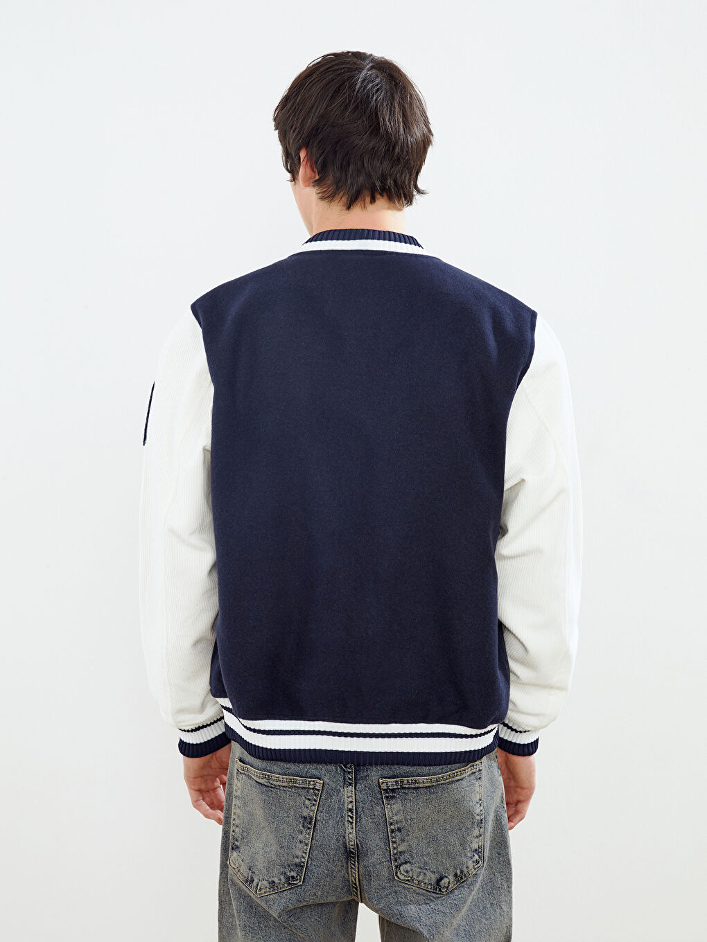 Lacivert Standart Kalıp Uzun Kollu Erkek Kolej Ceket-3