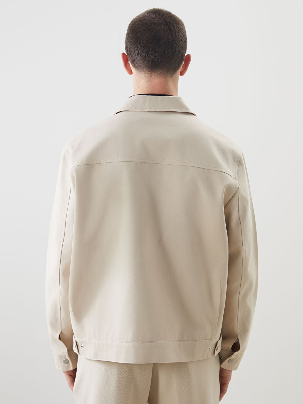 Bej Rahat Kalıp Gömlek Yaka Erkek Mont-4