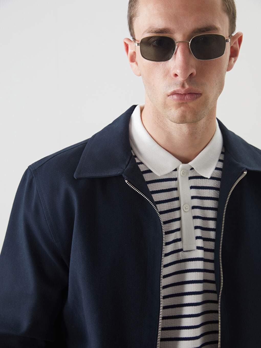 Lacivert Rahat Kalıp Gömlek Yaka Erkek Mont-2