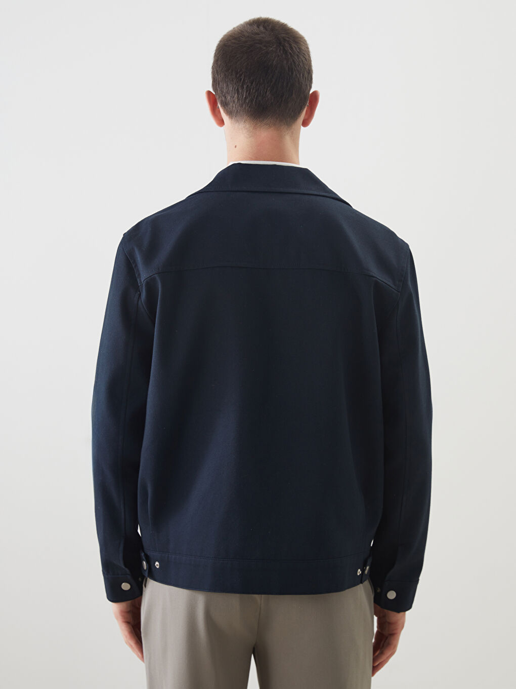 Lacivert Rahat Kalıp Gömlek Yaka Erkek Mont-4