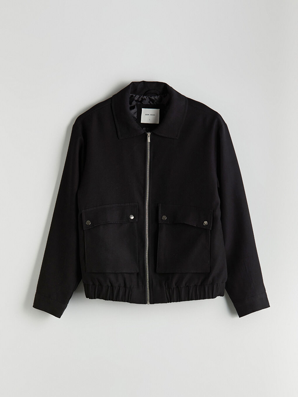 Siyah Standart Kalıp Gömlek Yaka Erkek Mont-4