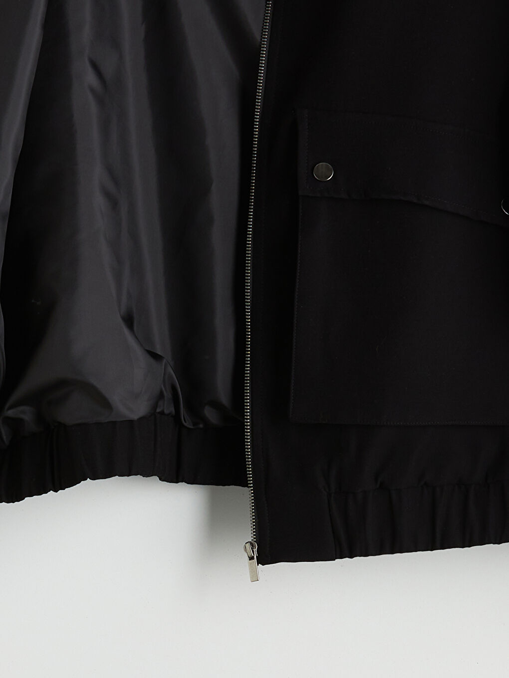 Siyah Standart Kalıp Gömlek Yaka Erkek Mont-5