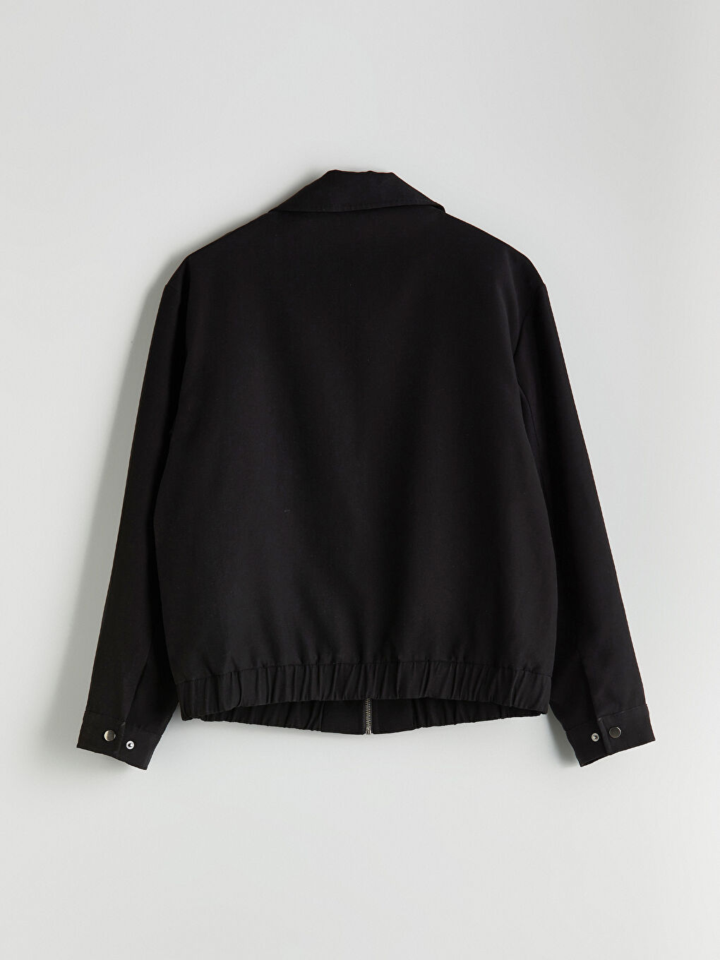 Siyah Standart Kalıp Gömlek Yaka Erkek Mont-6